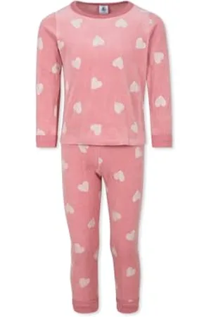 Petit Bateau A0BMD Langarm-Pyjama Mädchen Rosewood/Marshmallow 8 Jahre