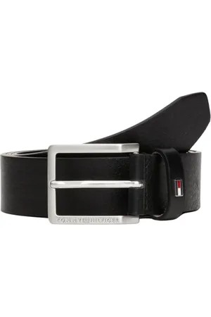 Tommy Hilfiger Herren Gürtel Oliver mit Flagge aus Leder, Schwarz (Black), 80 cm