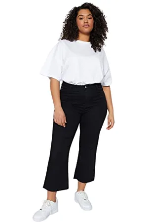 Trendyol Damen Damen-Jeans, Hohe Taille, Weites Bein, Übergröße Hose, , 40 Große Größen EU