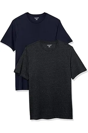 Amazon Herren Kurzärmeliges T-Shirt mit Rundhalsausschnitt aus Baumwolle – Regular Fit, 2er-Pack, , XS