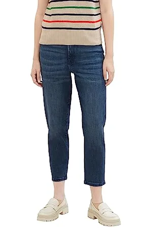 TOM TAILOR Damen 1039897 High Waist Barrel Fit Jeans, 10282-dark Stone wash Denim, 28/28