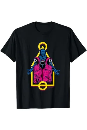 Squid Game Playing Field Shape Front Man & Masked Mask Men T-Shirt
