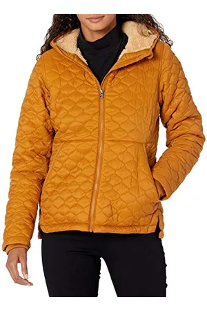Amazon Damen Leichte, Gesteppte, Wasserabweisende Steppjacke mit Sherpa-Futter Und Durchgehendem Reißverschluss, , M