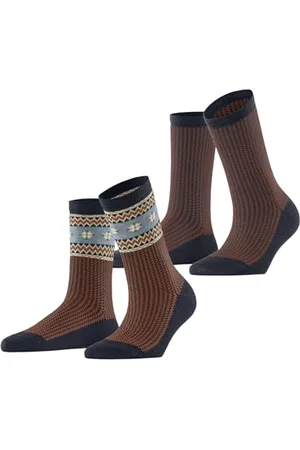 ESPRIT Damen Socken Scandi Multipack W So Baumwolle Wolle gemustert 2 Paar, , 39-42