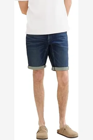 TOM TAILOR Herren Josh Regular Slim Denim Shorts, Used Dark Stone Blue Denim, 31