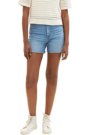 TOM TAILOR Damen 1035886 Mom Jeans Shorts, 10119-Used Mid Stone Blue Denim, XS