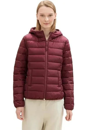 TOM TAILOR Damen 1042098 Lightweight Steppmantel mit Kapuze, 35736-Deep Wine Red, M