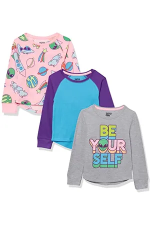 Amazon Mädchen Langärmeliges Strick-Thermo-T-Shirt (Früher Spotted Zebra), 3er-Pack, , 5 Jahre