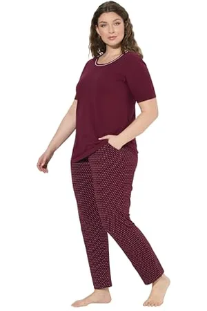 Ulla Popken Damen große Größen Übergrößen Plus Size Schlafanzug, Punkte, Rundhals, Halbarm