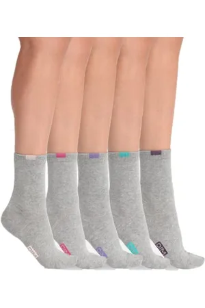 Dim Socken Eco Baumwolle Mit Verstärkter Ferse Und Spitze Damen x5, Grey, One Size