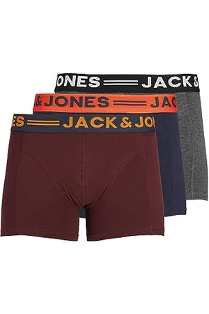 JACK & JONES Herren Set 3er Pack JACLICHFIELD Trunks Boxershorts Stretch Unterhose Basic Unterwäsche, Farben:Bordeaux, Größe:S