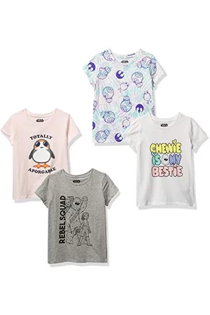Amazon Disney | Marvel | Star Wars | Frozen | Princess Mädchen Kurzärmelige T-Shirts, 4er-Pack, , 9 Jahre