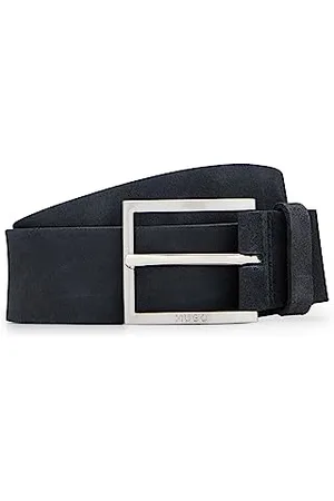HUGO BOSS Herren Mirto Sz35 Gürtel aus Veloursleder mit Logo-Gravur an der Dornschließe Schwarz 110