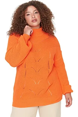 Trendyol Damen Ajouré Pullover Crew Neck Regular Plus Size Sweatshirt, , XL EU