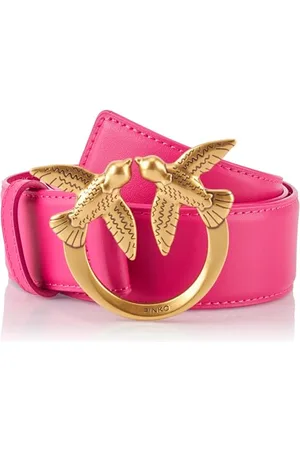 Pinko Damen Love Berry H4 Belt Kalbsleder Seide Gürtel, N17q_pink Antique Gold, XS