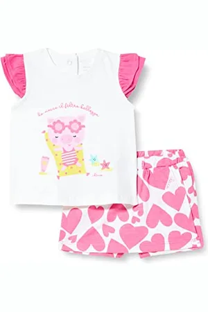 chicco Compleet voor Pasgeboren Meisje met T-shirt en Korte Broek, met Knopen op de Achterkant, met Moderne en Trendy Grafische Prints, van Katoen, Machinewasbaar, 0-24 Maanden, Entworfen in Italien