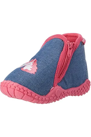 Playshoes Mädchen Hausschuh , Jeansblau, 22/23 EU
