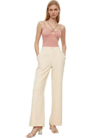 Trendyol Damen Herren Basic Hoher Bund Wide Leg Hose Pants, , 42