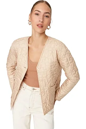 Trendyol Damen Regular Zweireihig Plain Webstoff Winterjacke Coat, , S