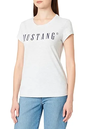 Mustang Damen Alina C Logo Tee 1013222 T-Shirt, Light Grey Melange , XS