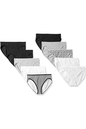 Amazon Damen Slip aus Baumwolle mit hohem Beinschnitt (in Übergröße erhältlich), 10er-Pack, , 38