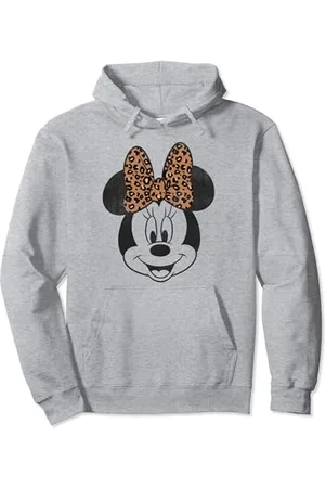 Disney Minnie Mouse Distressed Vintage Leopard Bow Face V2 Pullover Hoodie