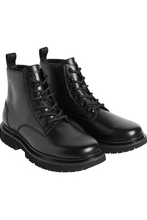 Calvin Klein Damen Eva MID LACE UP Boot LTH WL WN YW0YW01147 Mittelhohe Stiefel, Schwarz (Triple Black), 41 EU