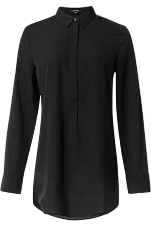 Comma, Weich fließende Longbluse aus Chiffon schwarz 38