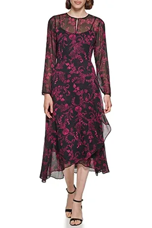 Tommy Hilfiger Damen Button Neck Midi Dress Kleid, , 44