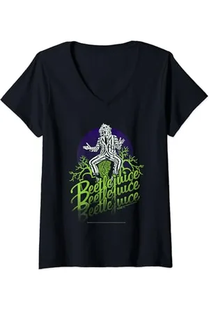 BEETLEJUICE Damen Faded T-Shirt mit V-Ausschnitt