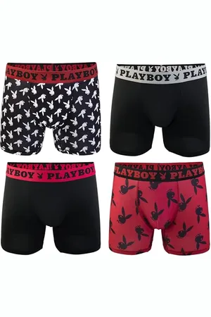 Playboy Herren 4-Pack Everyday Athletic Boxer Briefs with Soft Brushed Fabric Sizes S, M, L & XL Retroshorts, 4er-Pack Bunny-Wurf, X-Large