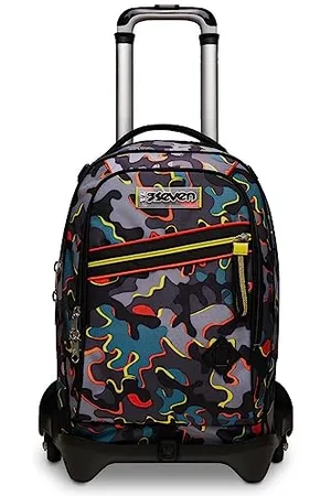7 for all Mankind Rucksack mit Trolleyfunktion, Schulranzen mit Rollen, 3 in 1, Abnehmbarer Rucksack, ab 1. Klasse, für Schule, Sport, Reisen und Freizeit; Mädchen und Jungen; mit Trinkflaschenfach - mehrfarbig