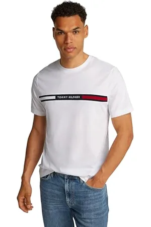 Tommy Hilfiger Herren T-Shirt Rundhalsausschnitt, Weiß (White), S