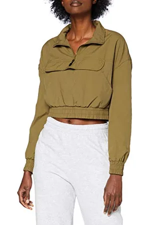 Urban classics Damen TB3630-Ladies Cropped Crinkle Nylon Pull Over Jacket Windbreaker, , XL