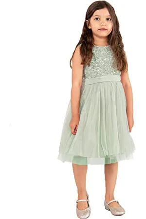 Maya Deluxe Mädchen^Mädchen Paillettenverziertes Hochzeit und Geburtstag Festlich mit Bandschleife Brautjungfernkleid Kleid, , 5 Years