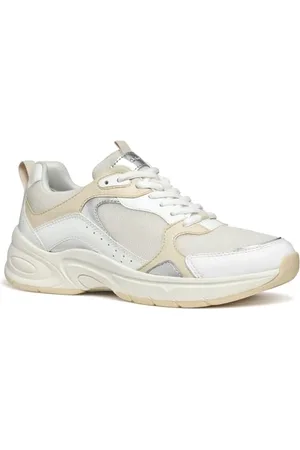 Geox Damen D ZARVIA A Sneaker, White/Papyrus, 38 EU