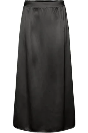 VERO MODA Damen VMMERLE HW Ankle Slit Skirt WVN GA Maxirock, Black, 36