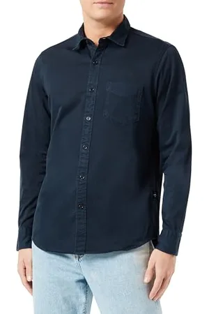 Replay Herren Hemd Langarm aus Baumwollmix, (Grau), XXL
