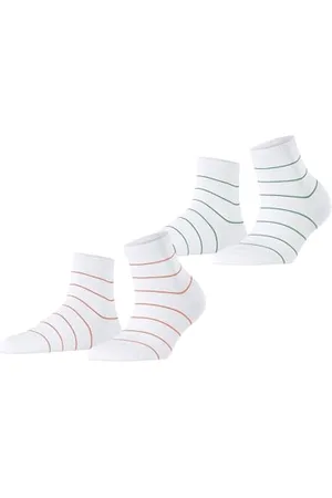 ESPRIT Damen Socken Fine Line 2-Pack W SSO Baumwolle gemustert 2 Paar, , 35-38