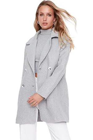 Trendyol Damen Damen Oversize Standard Plain Webstoff Mantel Coat, , 38 EU