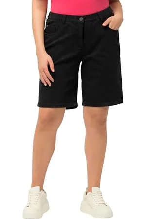 Ulla Popken Damen, große Größen, Jeansbermuda Mandy, 5-Pocket-Form, Komfortbund