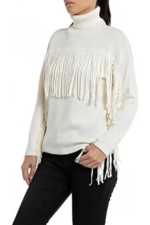 Replay Damen Pullover Baumwoll/Kaschmirmix, (Weiß), XXS