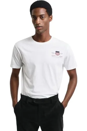 GANT Herren REG Shield EMB SS ARCHIV Logo T-Shirt, White, S