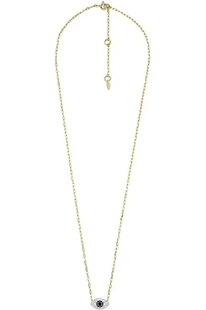 Fossil Halskette Für Frauen Sterling Silber, Länge: 457mm+50mm, Breite: 12.4mm, Höhe: 7.6mm Gold, Silber 14K Vergoldetes Sterling Silber Halskette, JFS00581998