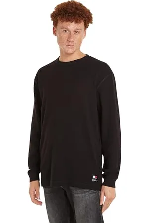 Tommy Hilfiger Herren Langarmshirt Waffle Tee Regular Fit, (Black), L