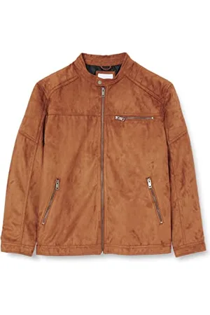 JACK & JONES Herren Kunstleder Jacke Plus Size | Biker Bomber Übergangs Blouson | Übergröße JJEROCKY, Farben:Braun, Größe Jacken:XXL