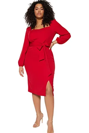 Trendyol Damen Frauen Shift Relaxed Fit Woven Plus Size Kleid, , 44