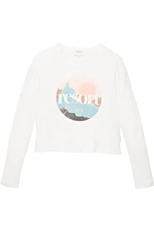 TOM TAILOR Mädchen Kinder Langarmshirt mit Print 1033892, Weiß, 128