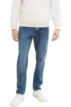 TOM TAILOR Herren Piers Slim Jeans mit Stretch, Used Mid Stone Blue Denim, 36/34