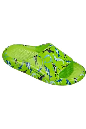 Beco Kinder Pantoletten mit Meeresdinosaurier-Motiven, Badeschlappen Kinder in Größe 22/23, Bequeme Kinder Pantoletten für Jungen & Mädchen – in